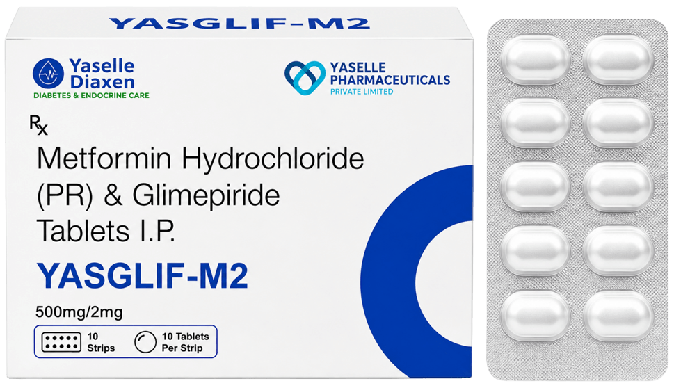 Metformin 500 mg + Glimepiride 2 mg Tablets